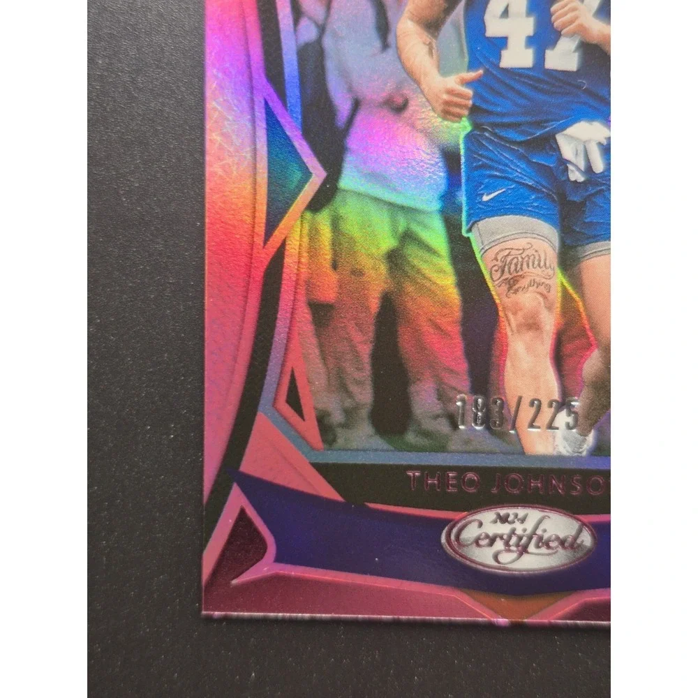 2024 Panini Theo Johnson 181 Rookies Pink Mirror /225 RC Giants